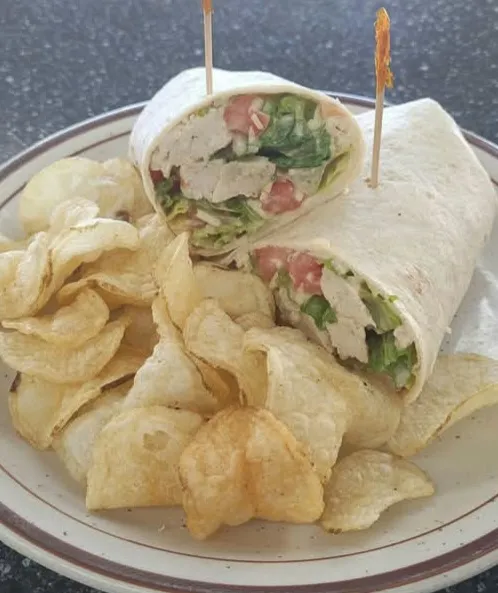 Chicken Caesar Wrap and Chips